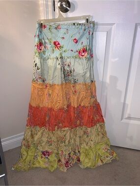 Tiered Floral Maxi Skirt - Multi-Color